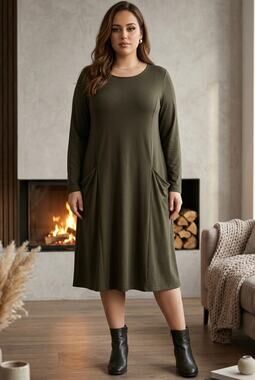 Miik Canada Bamboo Oversized Midi Dress Sz L Boho Lagenlook Minimalist Scandi